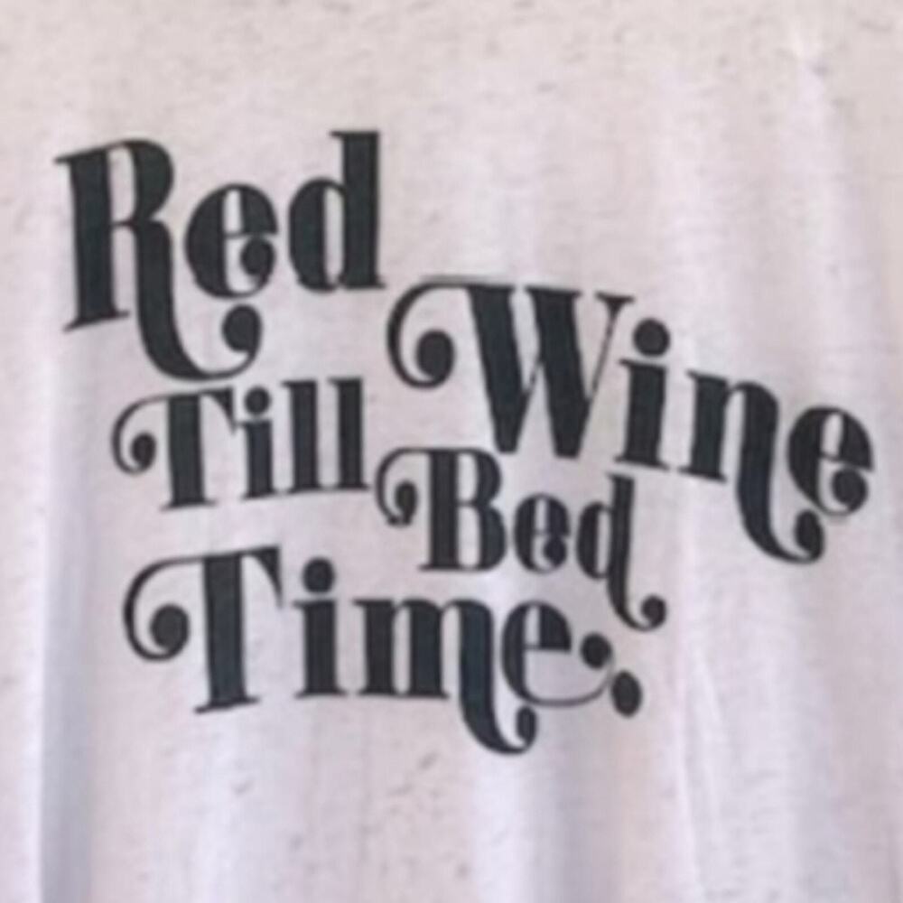 Revolve Chaser NEW Red Wine Till Bedtime Long Sleeve Distressed White T-Shirt M